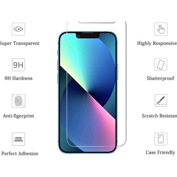 Glass Screen Protector compatible for iPhone 13 mini 5.4 Inch 3 Pack Tempered Gl - Picture 4 of 8